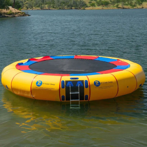 Island Hopper 25 Giant Jump Water Trampoline Floating in Calm Water With Scenic Background
