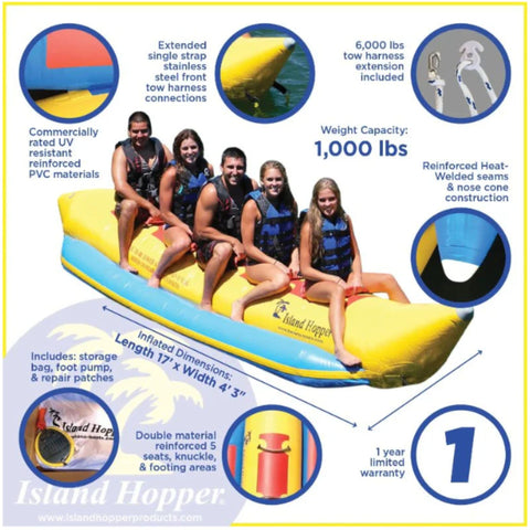 Island Hopper 5 Person Towable Banana Boat  Features