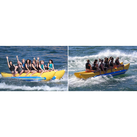 Island Hopper Elite Class 10 Person Banana Boat Collage With People Having Fun On Banana Boating