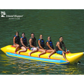 Island Hopper Elite Class 6 Person Banana Boat With A Group Of Six Having Fun And Excited For A Ride