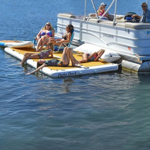 Island Hopper Patio Dock With Family Enjoying Together On The Calm Ocean