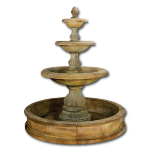 Isola Three Tier Pond Fountain With Plain White Background