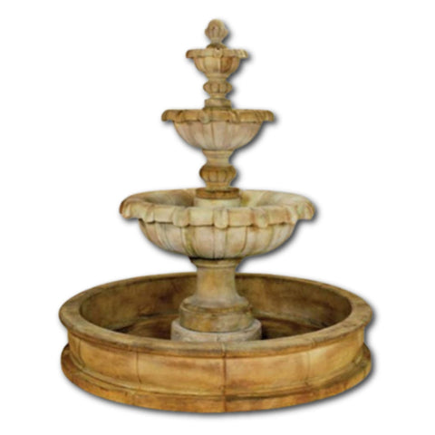 Jardin Three Tier Pond Fountain With Plain White Background