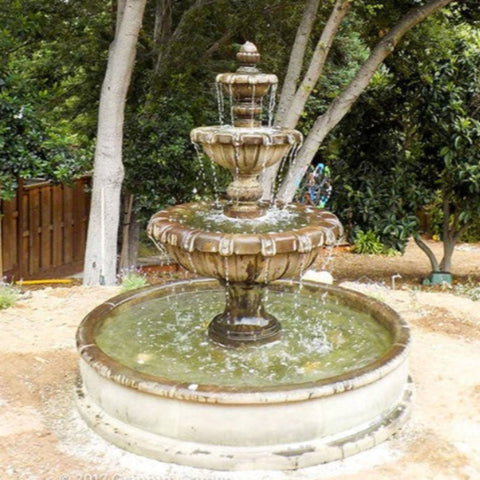 Jardin Three Tier Pond Fountain With Trees In The Background