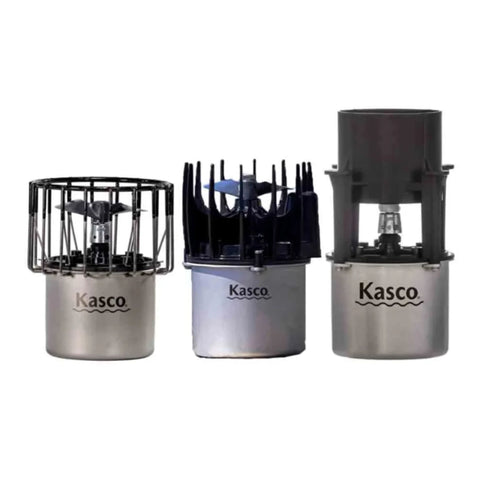 Kasco 2400 Replacement Motor 1 And 2 HP Three Variants On White Background