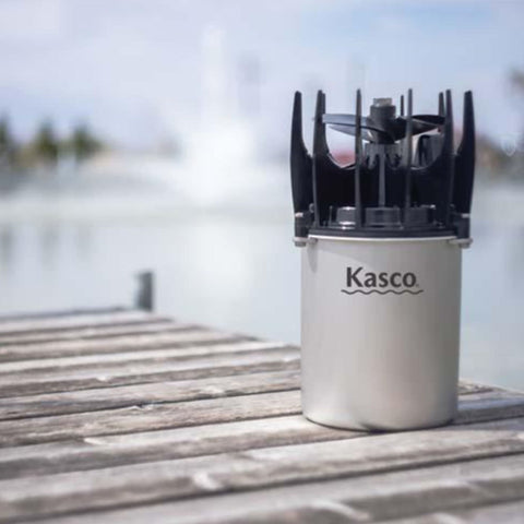 Kasco AquatiClear Water Circulator With Wooden Dock And Blurred Background
