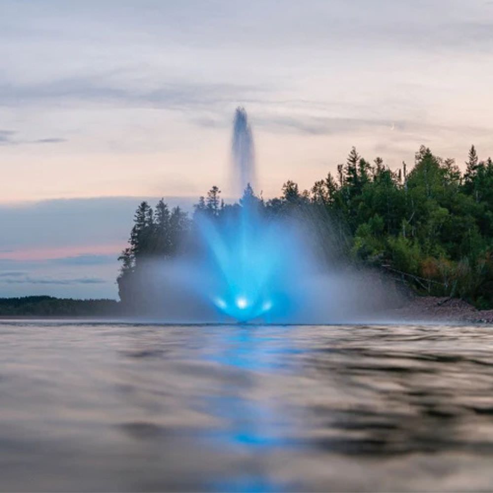 Kasco J Series Fountain With Blue Lights On The Water