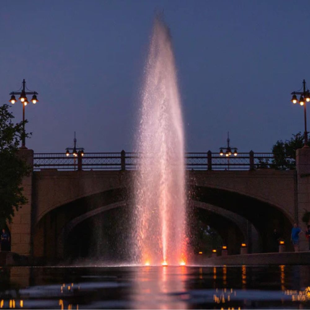 Kasco J Series Fountain With Pink Lights On The Water