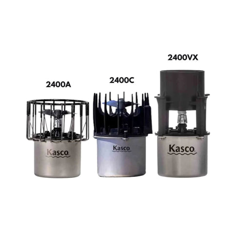 Kasco Marine 2400 Replacement Motor 1 And 2 HP Three Variants With Motor Model Label On White Background