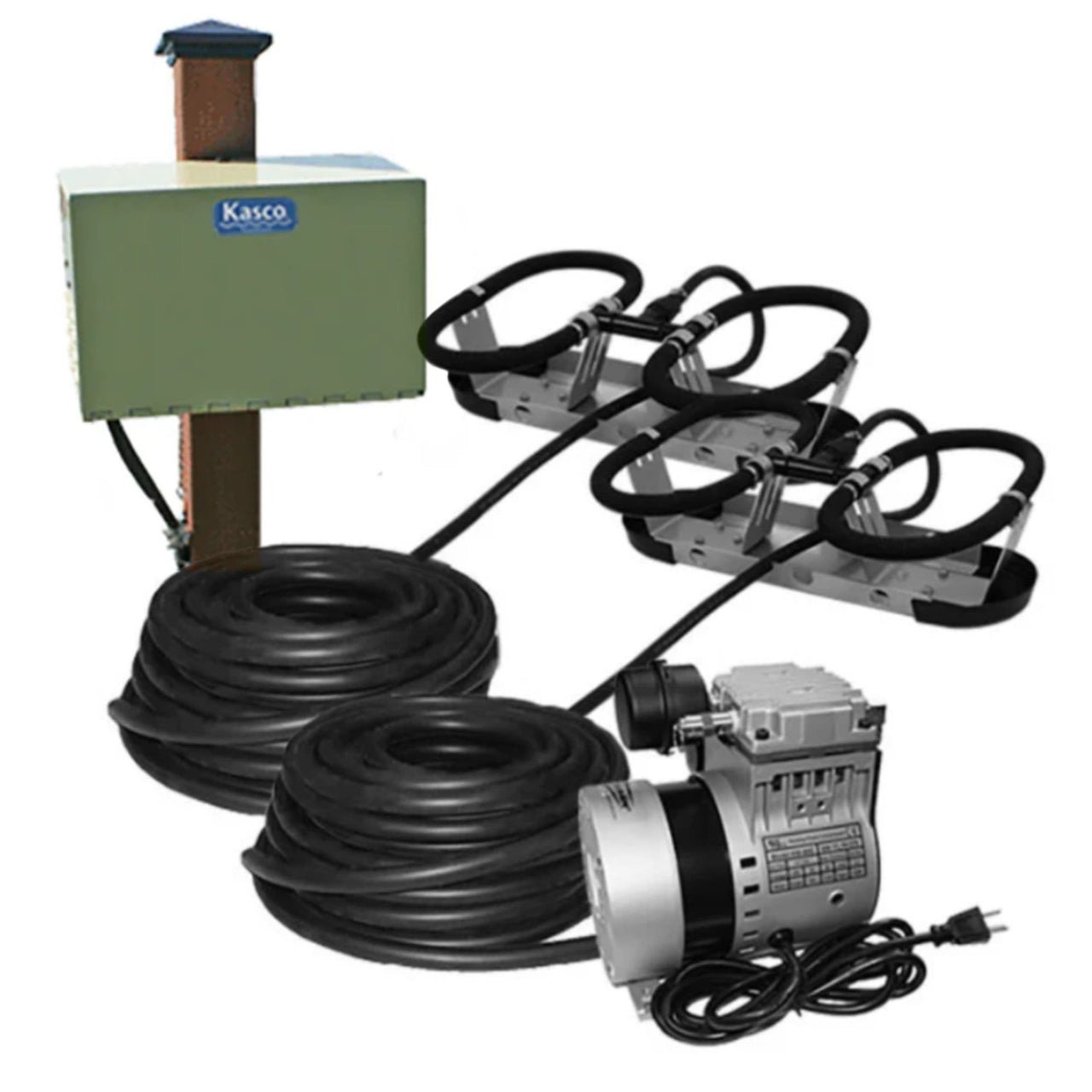 Kasco Robust-Aire Diffused Aerator With Post Mount Cabinet System - 2 Diffuser