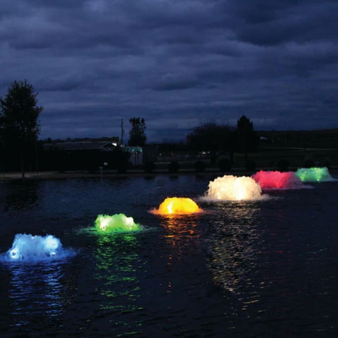 Kasco Surface Aerator - Multiple Lighted Models On The Water