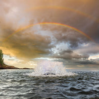 Thumbnail for Kasco Surface Aerator On The Water At Sunset With Rainbow In The Background
