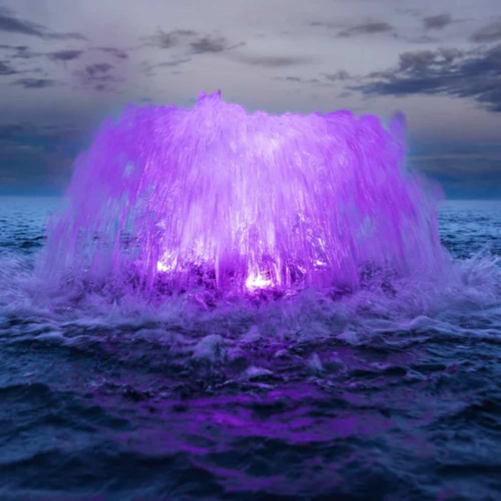 Kasco Surface Aerator With Purple Lights On The Water