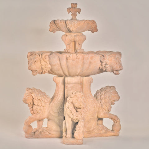 Large Lion Fountain With Colored Background