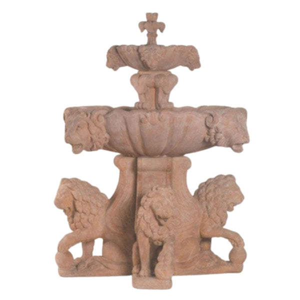 Large Lion Outdoor Water Fountain For Pond With Plain White Background