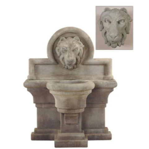 Leone Grande Wall Outdoor Fountain With Plain White Background