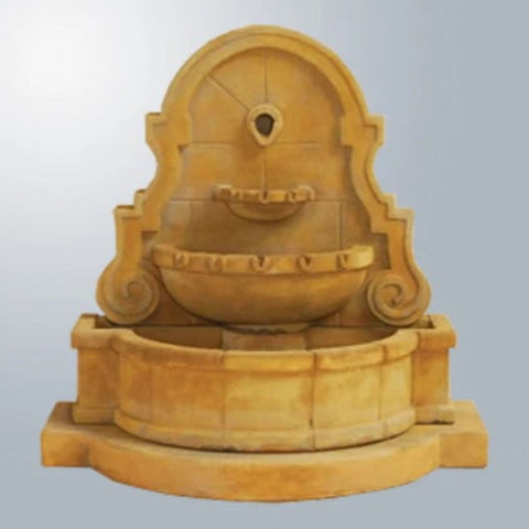 Liguria Wall Water Fountain with Step and Concrete Spout With Gray Gradient Background