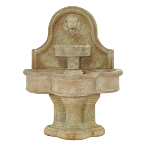 Luccan Lion Wall Outdoor Water Fountain With Plain White Background