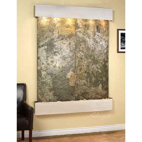Majestic River Large Wall Fountain Green Slate-Stainless Steel-Squared