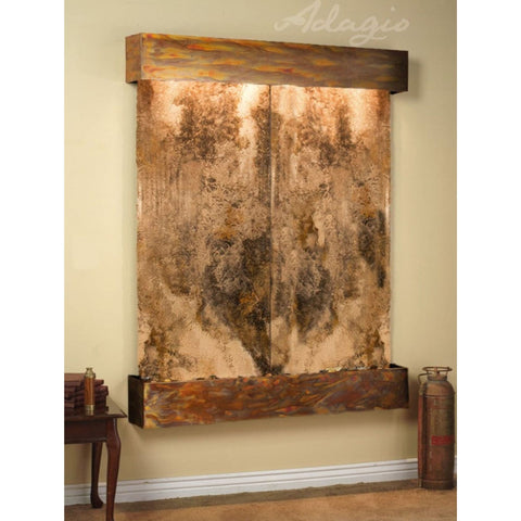 Majestic River Large Wall Fountain Magnifico Travertine-Rustic Copper-Squared