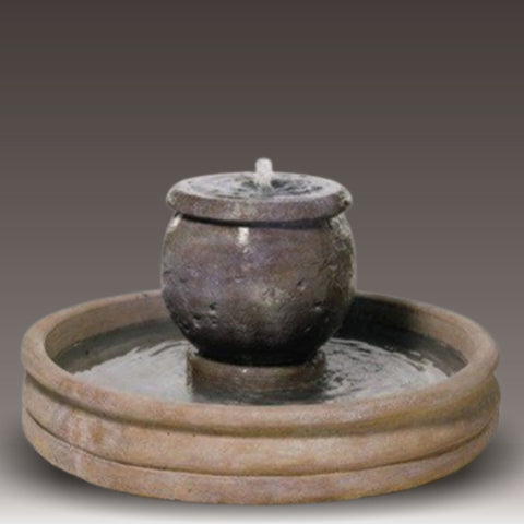 Mall Planter Cast Stone Garden Fountain - Small With Colored Background