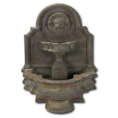 Mascaron Wall Outdoor Water Fountain With Plain White Background