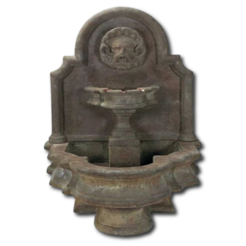 Mascaron Wall Outdoor Water Fountain With Plain White Background