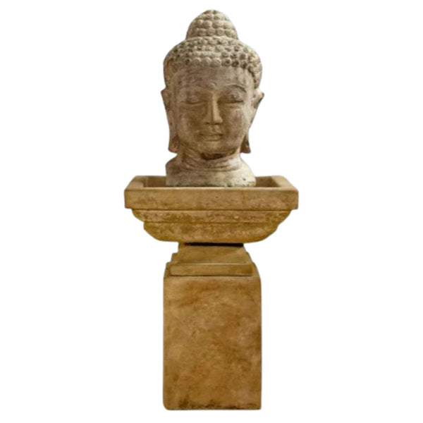 Meditation Buddha Fountain -Tall With Plain White Background