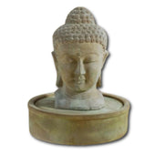 Meditation Buddha Fountain With Gray Gradient Background