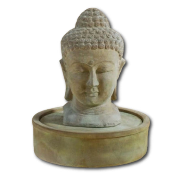 Meditation Buddha Fountain With Gray Gradient Background