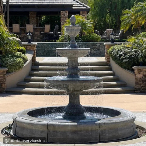 Mediterranean Fountain with Plumbed Spacer and Fiore Pond