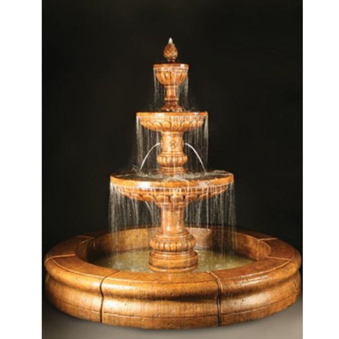 Mediterranean Fountain with Plumbed Spacer and Fiore Pond With Colored Background