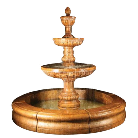 Mediterranean Plumbed Pondside Fountain With Plain White Background