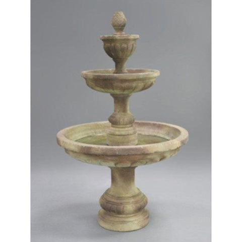 Mediterranean Tiered Outdoor Water Fountain With Colored Background