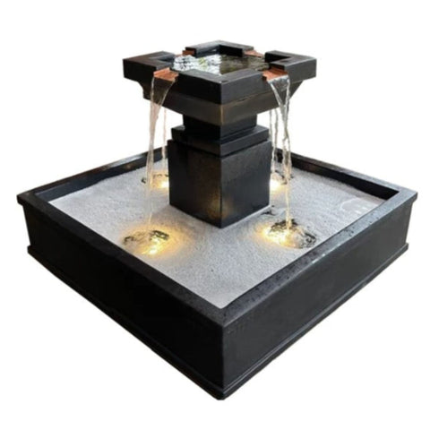 Miramar Square Pond Fountain With Plain White Background