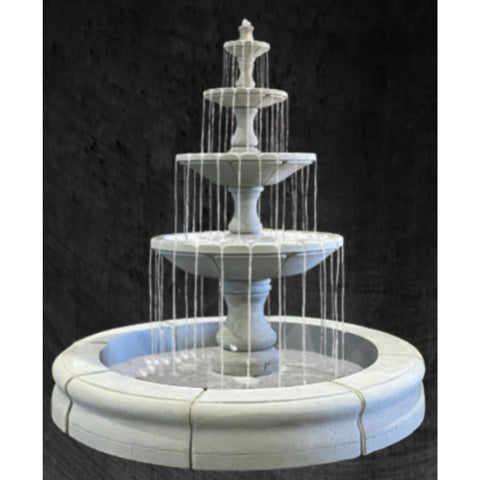 Monaco 4-Tier Medium Fountain with Fiore Pond With Dark Background