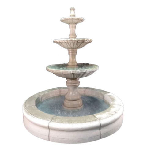 Monaco Triple-Tier Fountain, Pond Edition With Plain White Background