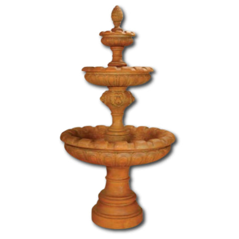 Monegasque Lion Three Tier Fountain With Plain White Background