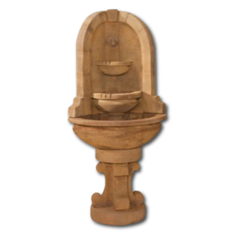 Montefalco Corner Fountain With Concrete Water Spout With Plain White Background