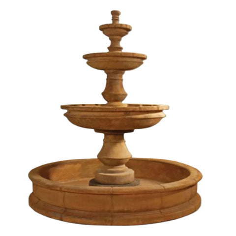 Montefalco Three Tier Pond Fountain With Plain White Background
