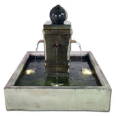 Napa Square Pond Fountain with Copper Spouts With Plain White Background