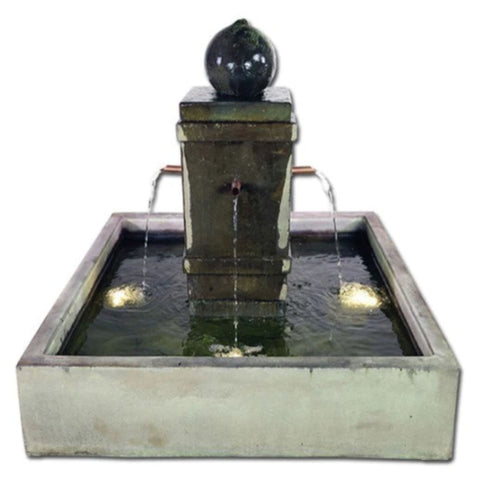 Napa Square Pond Fountain with Copper Spouts With Plain White Background