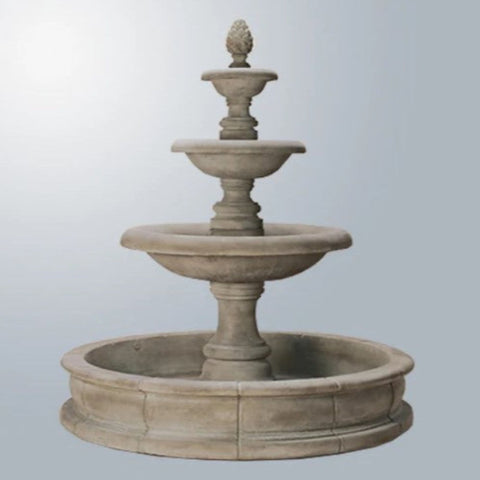 Newcastle Three Tier Pond Fountain With Gray Gradient Background