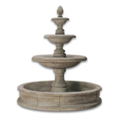 Newcastle Three‑tier Pond Fountain With Large Basin Pool With Plain White Background