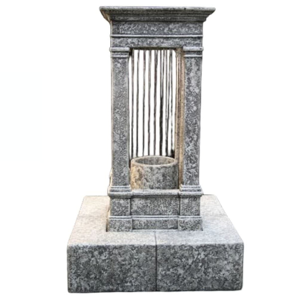 Old World Curtain Rain Fountain, Tall with Column Front View