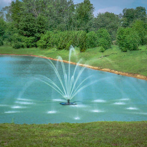 Outdoor Water Solutions Classic Series Electric Pond Fountain With Orion Spray Patter On the Water