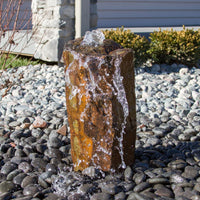 Thumbnail for Outdoor Basalt Column Fountain With Flowing Water And Landscape Pebble Setting