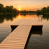Outdoor Water Solutions 4Ft x 8Ft Gangway With Swim Ladder On Calm Lake With Beautiful Sunset Background