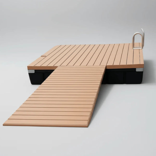 Outdoor Water Solutions 4Ft x 8Ft Gangway With Wooden Decking And Swim Ladder