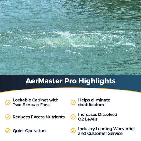 Outdoor Water Solutions AerMaster Pro Deep Pond Electric Aerator Highlights Diagram